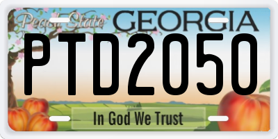 GA license plate PTD2050