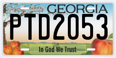 GA license plate PTD2053