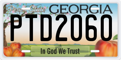 GA license plate PTD2060