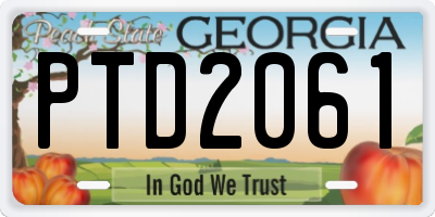 GA license plate PTD2061