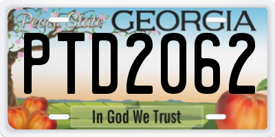 GA license plate PTD2062