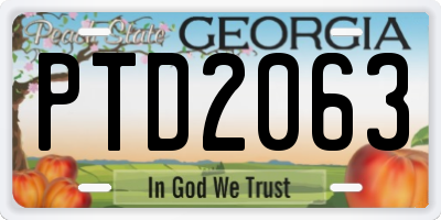GA license plate PTD2063