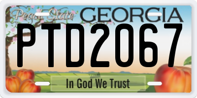 GA license plate PTD2067