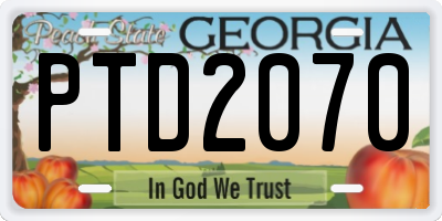 GA license plate PTD2070