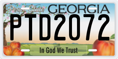 GA license plate PTD2072
