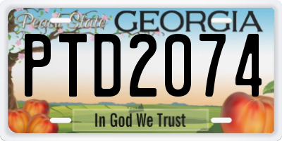 GA license plate PTD2074