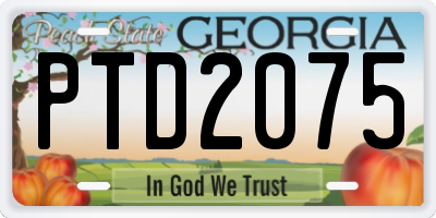 GA license plate PTD2075