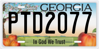 GA license plate PTD2077