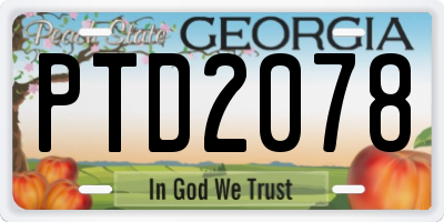 GA license plate PTD2078