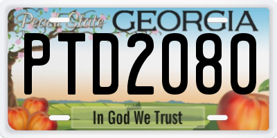 GA license plate PTD2080