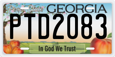 GA license plate PTD2083