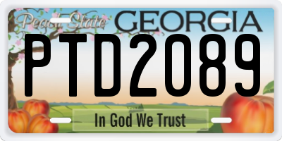 GA license plate PTD2089