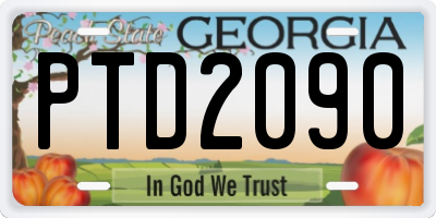 GA license plate PTD2090