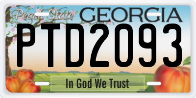 GA license plate PTD2093