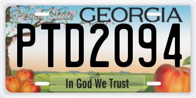 GA license plate PTD2094