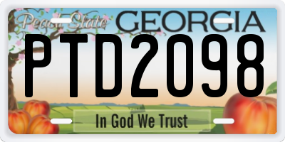 GA license plate PTD2098