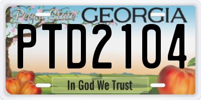 GA license plate PTD2104