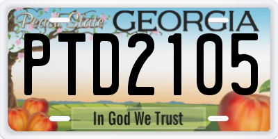 GA license plate PTD2105