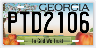 GA license plate PTD2106