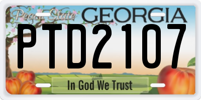 GA license plate PTD2107