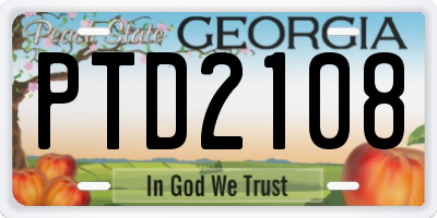 GA license plate PTD2108