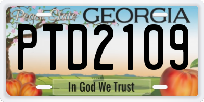 GA license plate PTD2109
