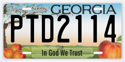 GA license plate PTD2114
