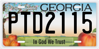 GA license plate PTD2115