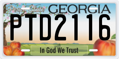 GA license plate PTD2116