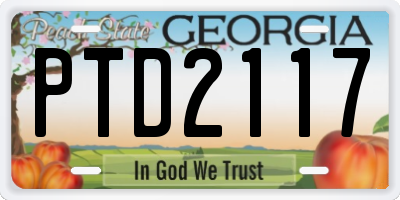 GA license plate PTD2117