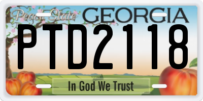 GA license plate PTD2118