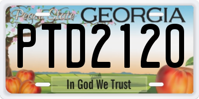 GA license plate PTD2120