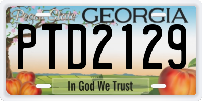 GA license plate PTD2129
