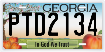 GA license plate PTD2134