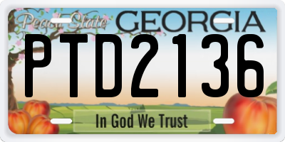 GA license plate PTD2136