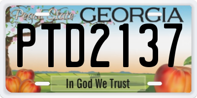 GA license plate PTD2137