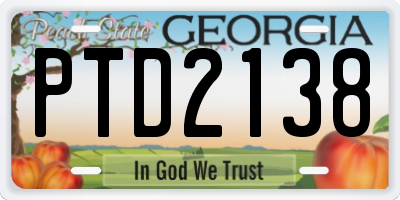 GA license plate PTD2138