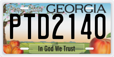 GA license plate PTD2140