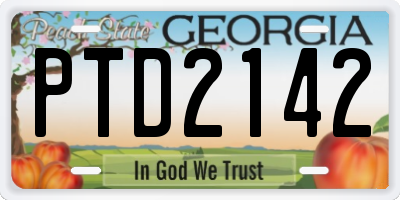 GA license plate PTD2142