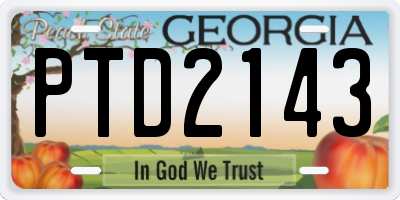 GA license plate PTD2143