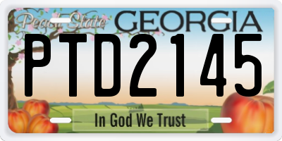 GA license plate PTD2145