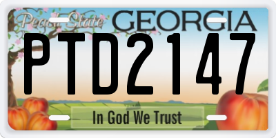 GA license plate PTD2147