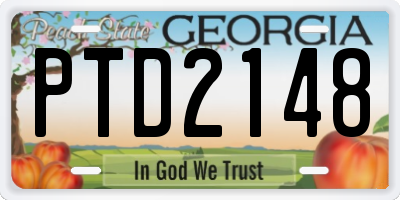 GA license plate PTD2148