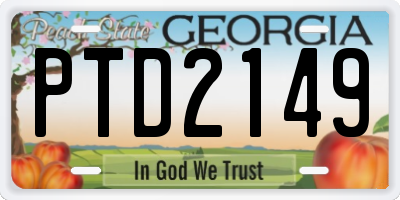 GA license plate PTD2149