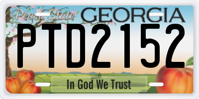 GA license plate PTD2152