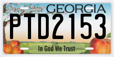 GA license plate PTD2153