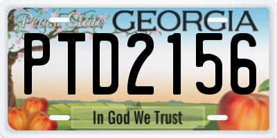 GA license plate PTD2156