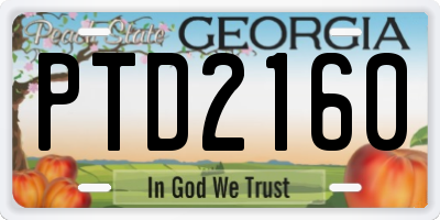 GA license plate PTD2160