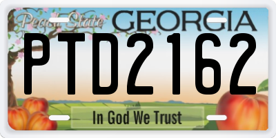 GA license plate PTD2162