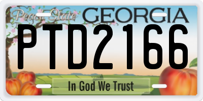 GA license plate PTD2166